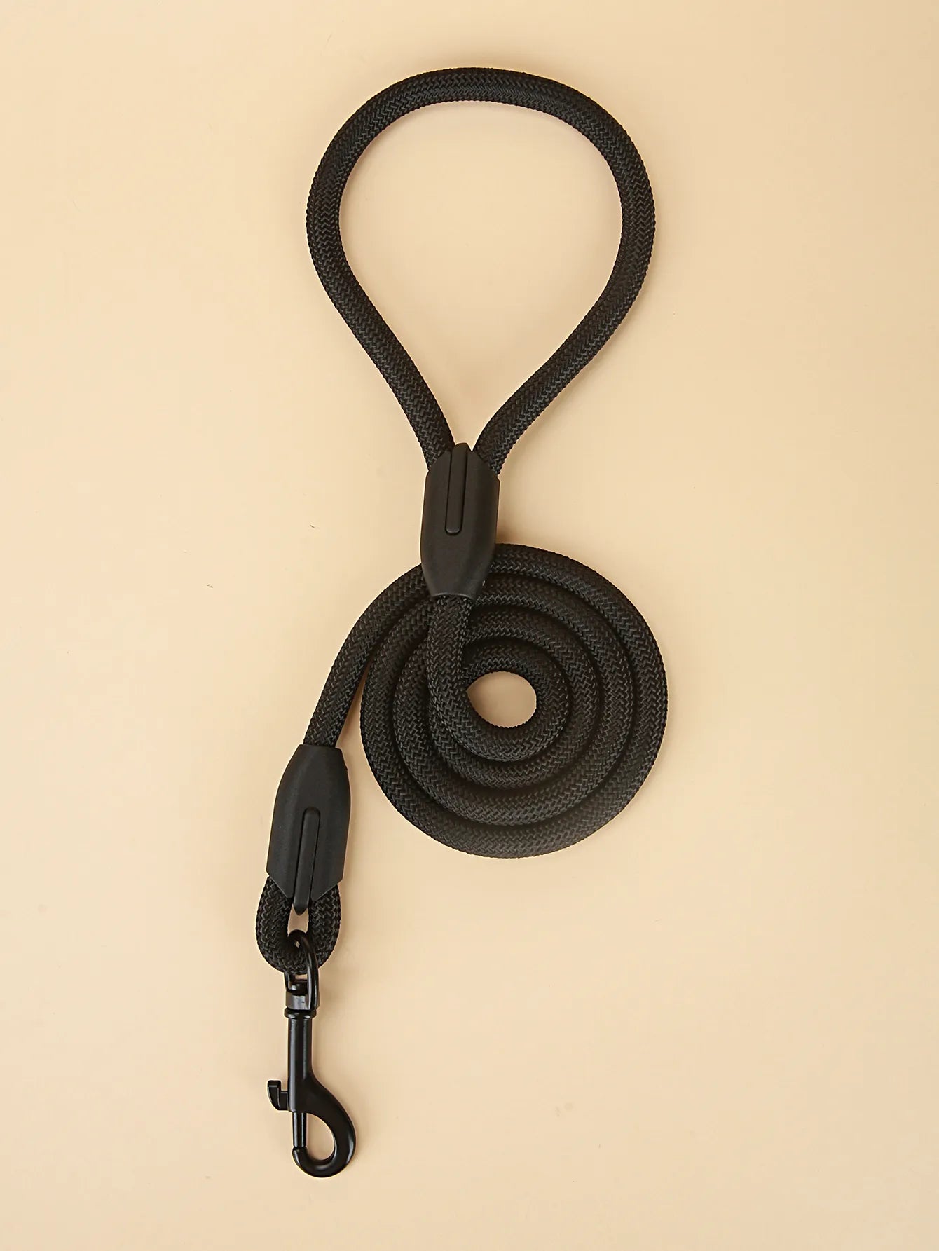 Black Round Rope Dog Leash Harness
