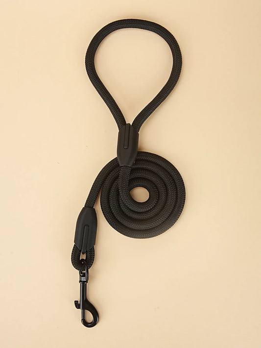 Black Round Rope Dog Leash Harness