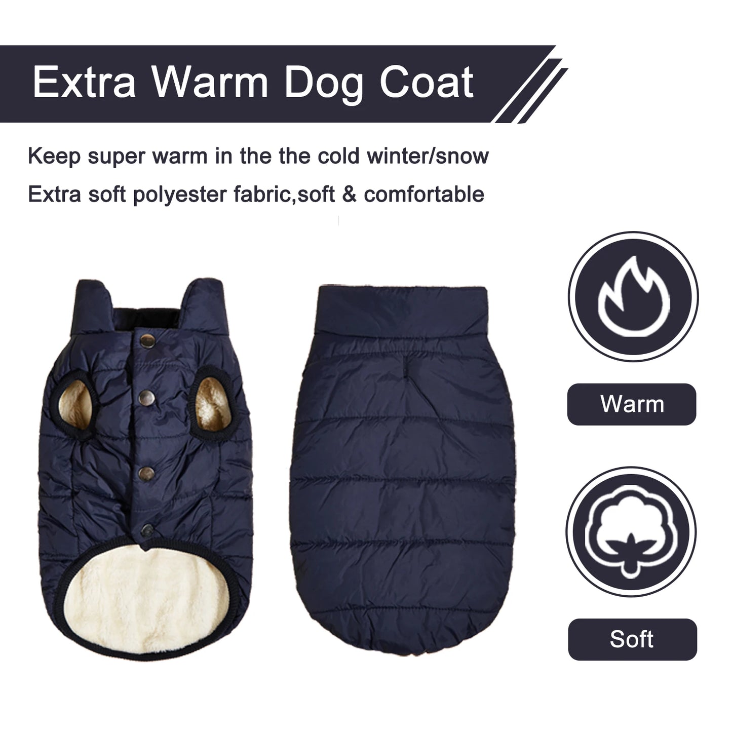 Cold Proof Warm Dog Jacket with Fleece