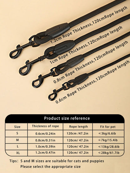 Black Round Rope Dog Leash Harness