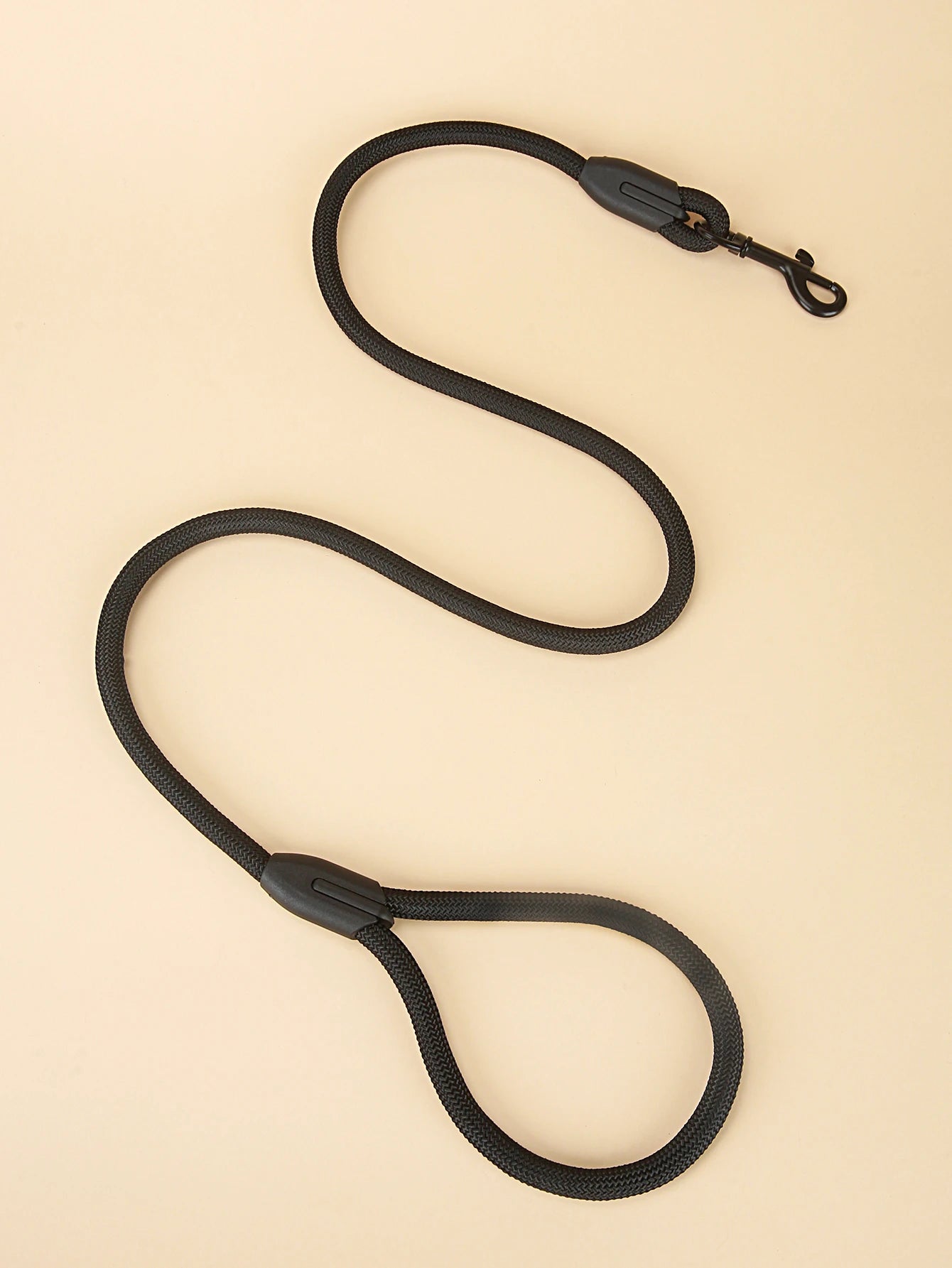 Black Round Rope Dog Leash Harness